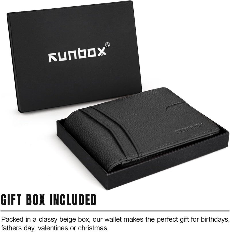 RUNBOX Wallet for Men Slim Rfid Leather 2 ID Window With Gift Box | Slim, Rfid, 2 ID Window, With Gift Box, Slim, Rfid - Image 5